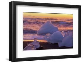 Icebergs in the Waves Next to Glacial River Lagoon Jškuls‡rlon (Lake), East Iceland, Iceland-Rainer Mirau-Framed Photographic Print