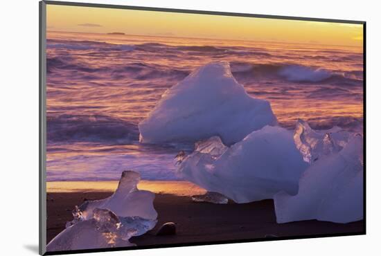 Icebergs in the Waves Next to Glacial River Lagoon Jškuls‡rlon (Lake), East Iceland, Iceland-Rainer Mirau-Mounted Photographic Print