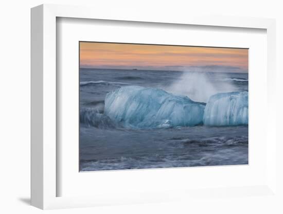 Icebergs in the Waves Next to Glacial River Lagoon Jškuls‡rlon (Lake), East Iceland, Iceland-Rainer Mirau-Framed Photographic Print