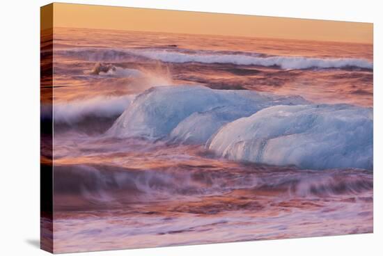 Icebergs in the Waves Next to Glacial River Lagoon Jškuls‡rlon (Lake), East Iceland, Iceland-Rainer Mirau-Stretched Canvas