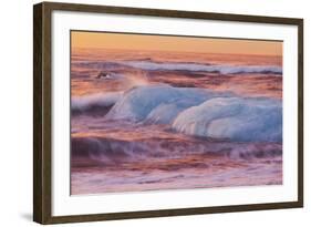 Icebergs in the Waves Next to Glacial River Lagoon Jškuls‡rlon (Lake), East Iceland, Iceland-Rainer Mirau-Framed Photographic Print