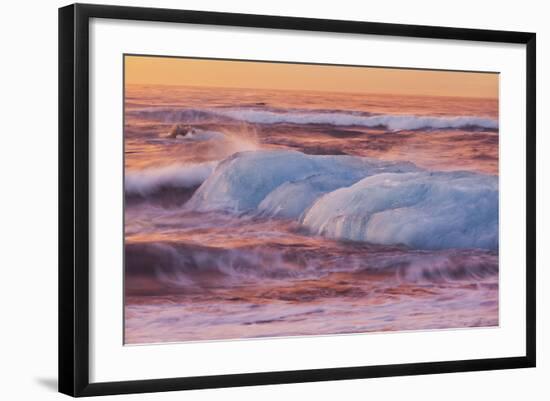 Icebergs in the Waves Next to Glacial River Lagoon Jškuls‡rlon (Lake), East Iceland, Iceland-Rainer Mirau-Framed Photographic Print