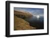 Icebergs Off the Coast with Low Clouds over Cliffs, Qeqertarsuaq, Disko Bay, Greenland, August-Jensen-Framed Photographic Print