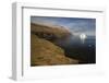 Icebergs Off the Coast with Low Clouds over Cliffs, Qeqertarsuaq, Disko Bay, Greenland, August-Jensen-Framed Photographic Print