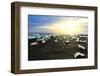 Icebergs on a black sand volcanic beach next to the Jokulsarlon glacial lake in Vatnajokull Nationa-Alex Robinson-Framed Photographic Print