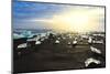 Icebergs on a black sand volcanic beach next to the Jokulsarlon glacial lake in Vatnajokull Nationa-Alex Robinson-Mounted Photographic Print