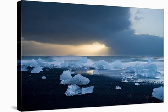 Icebergs on Beach, Jokulsarlon, Iceland, Polar Regions-Ben Pipe-Stretched Canvas