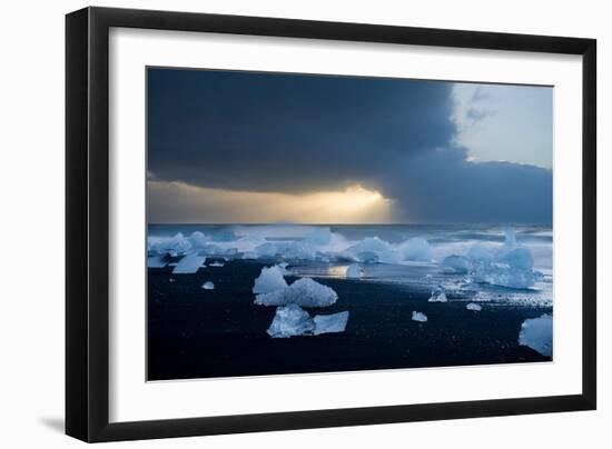 Icebergs on Beach, Jokulsarlon, Iceland, Polar Regions-Ben Pipe-Framed Photographic Print