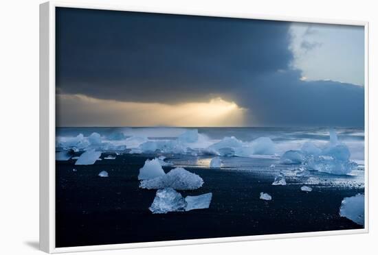 Icebergs on Beach, Jokulsarlon, Iceland, Polar Regions-Ben Pipe-Framed Photographic Print