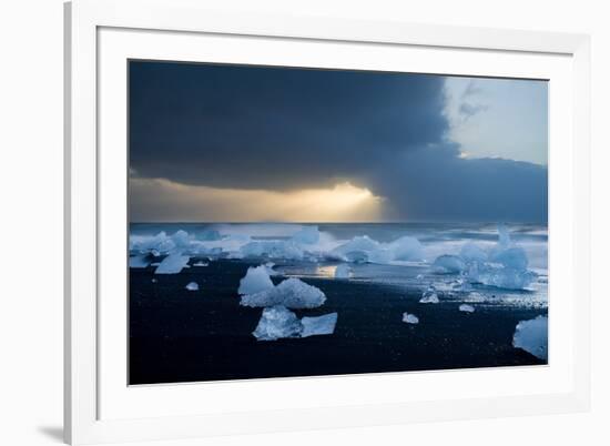 Icebergs on Beach, Jokulsarlon, Iceland, Polar Regions-Ben Pipe-Framed Photographic Print