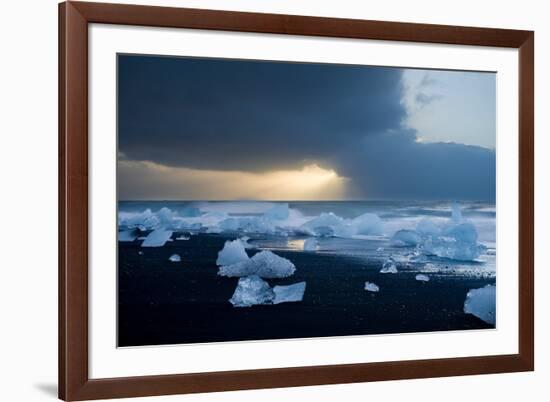 Icebergs on Beach, Jokulsarlon, Iceland, Polar Regions-Ben Pipe-Framed Photographic Print