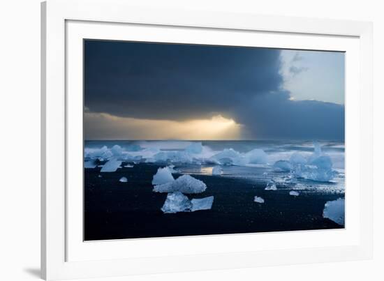 Icebergs on Beach, Jokulsarlon, Iceland, Polar Regions-Ben Pipe-Framed Photographic Print