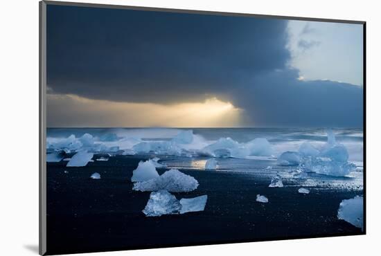 Icebergs on Beach, Jokulsarlon, Iceland, Polar Regions-Ben Pipe-Mounted Photographic Print