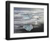 Icebergs on black volcanic beach, Iceland.-Martin Zwick-Framed Photographic Print