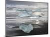 Icebergs on black volcanic beach, Iceland.-Martin Zwick-Mounted Photographic Print