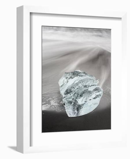 Icebergs on black volcanic beach, Iceland.-Martin Zwick-Framed Photographic Print