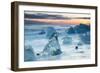 Icebergs on the Black Beach in Southern Iceland-Alex Saberi-Framed Photographic Print