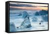 Icebergs on the Black Beach in Southern Iceland-Alex Saberi-Framed Stretched Canvas