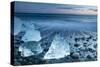 Icebergs on the Black Beach in Southern Iceland-Alex Saberi-Stretched Canvas