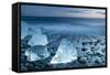 Icebergs on the Black Beach in Southern Iceland-Alex Saberi-Framed Stretched Canvas