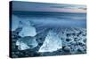 Icebergs on the Black Beach in Southern Iceland-Alex Saberi-Stretched Canvas