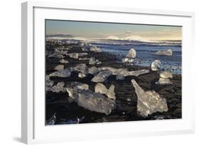 Icebergs on Volcanic Sand Beach at Jokulsarlon, Iceland, Polar Regions-Peter Barritt-Framed Photographic Print