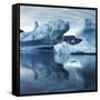 Icebergs Reflected in Water-null-Framed Stretched Canvas