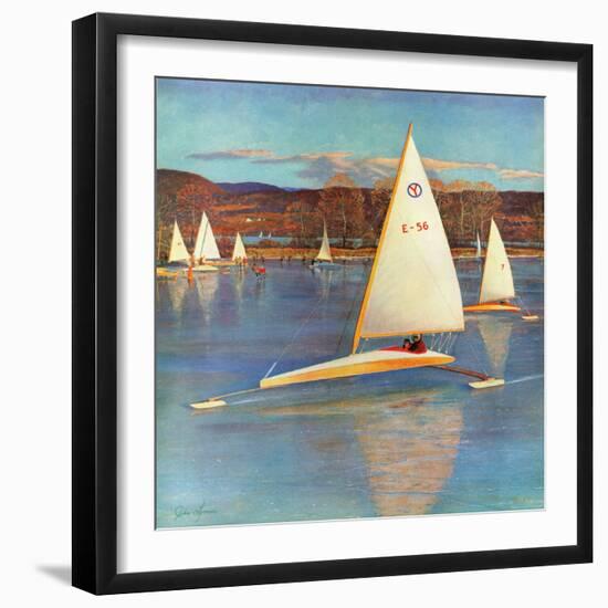 "Iceboating in Connecticut", November 28, 1959-John Clymer-Framed Giclee Print