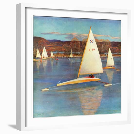 "Iceboating in Connecticut", November 28, 1959-John Clymer-Framed Giclee Print