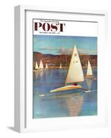 "Iceboating in Connecticut" Saturday Evening Post Cover, November 28, 1959-John Clymer-Framed Premium Giclee Print