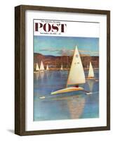 "Iceboating in Connecticut" Saturday Evening Post Cover, November 28, 1959-John Clymer-Framed Giclee Print