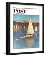 "Iceboating in Connecticut" Saturday Evening Post Cover, November 28, 1959-John Clymer-Framed Giclee Print