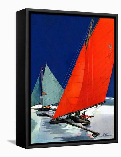 "Iceboats Racing,"February 18, 1939-Ski Weld-Framed Stretched Canvas