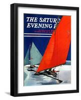 "Iceboats Racing," Saturday Evening Post Cover, February 18, 1939-Ski Weld-Framed Giclee Print