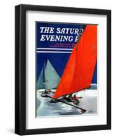 "Iceboats Racing," Saturday Evening Post Cover, February 18, 1939-Ski Weld-Framed Giclee Print