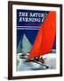 "Iceboats Racing," Saturday Evening Post Cover, February 18, 1939-Ski Weld-Framed Giclee Print