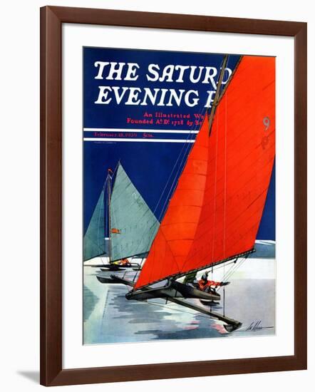 "Iceboats Racing," Saturday Evening Post Cover, February 18, 1939-Ski Weld-Framed Giclee Print