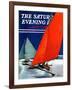 "Iceboats Racing," Saturday Evening Post Cover, February 18, 1939-Ski Weld-Framed Giclee Print