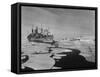 Icebreaker in Frozen Sea Near Base on Antarctica-null-Framed Stretched Canvas