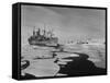 Icebreaker in Frozen Sea Near Base on Antarctica-null-Framed Stretched Canvas