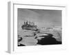 Icebreaker in Frozen Sea Near Base on Antarctica-null-Framed Photographic Print