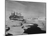 Icebreaker in Frozen Sea Near Base on Antarctica-null-Mounted Photographic Print