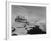 Icebreaker in Frozen Sea Near Base on Antarctica-null-Framed Photographic Print