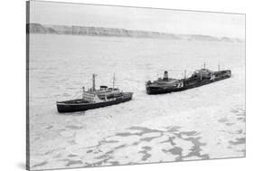 Icebreaker Manhattan following the Coast Guard Icebreaker-null-Stretched Canvas