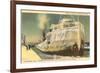 Iced Over Freighter, Davis Lock, Lake Superior, Michigan-null-Framed Art Print