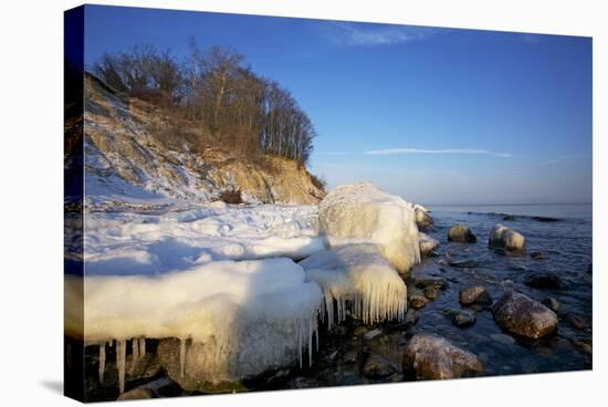 Iced Up Brodten Shore Near TravemŸnde in the Morning Light-Uwe Steffens-Stretched Canvas