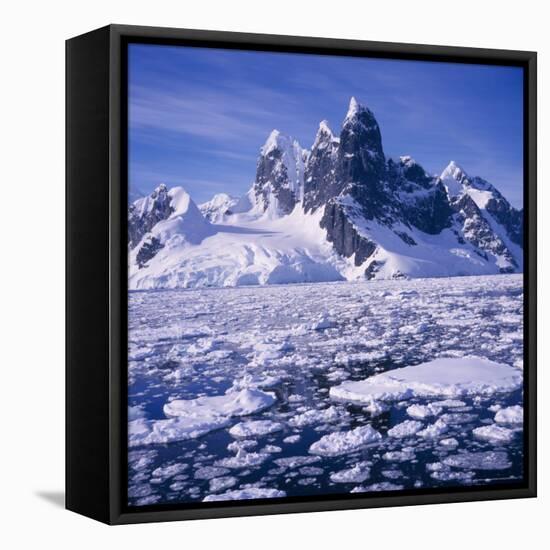 Iceflow off the Rugged West Coast of the Antartic Peninsula, Antarctica-Geoff Renner-Framed Stretched Canvas