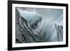 Iceland, abstract ash and blue ice formation on the Solheimajokull Glacier.-Mark Williford-Framed Photographic Print