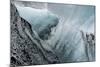 Iceland, abstract ash and blue ice formation on the Solheimajokull Glacier.-Mark Williford-Mounted Photographic Print