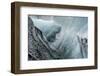 Iceland, abstract ash and blue ice formation on the Solheimajokull Glacier.-Mark Williford-Framed Photographic Print